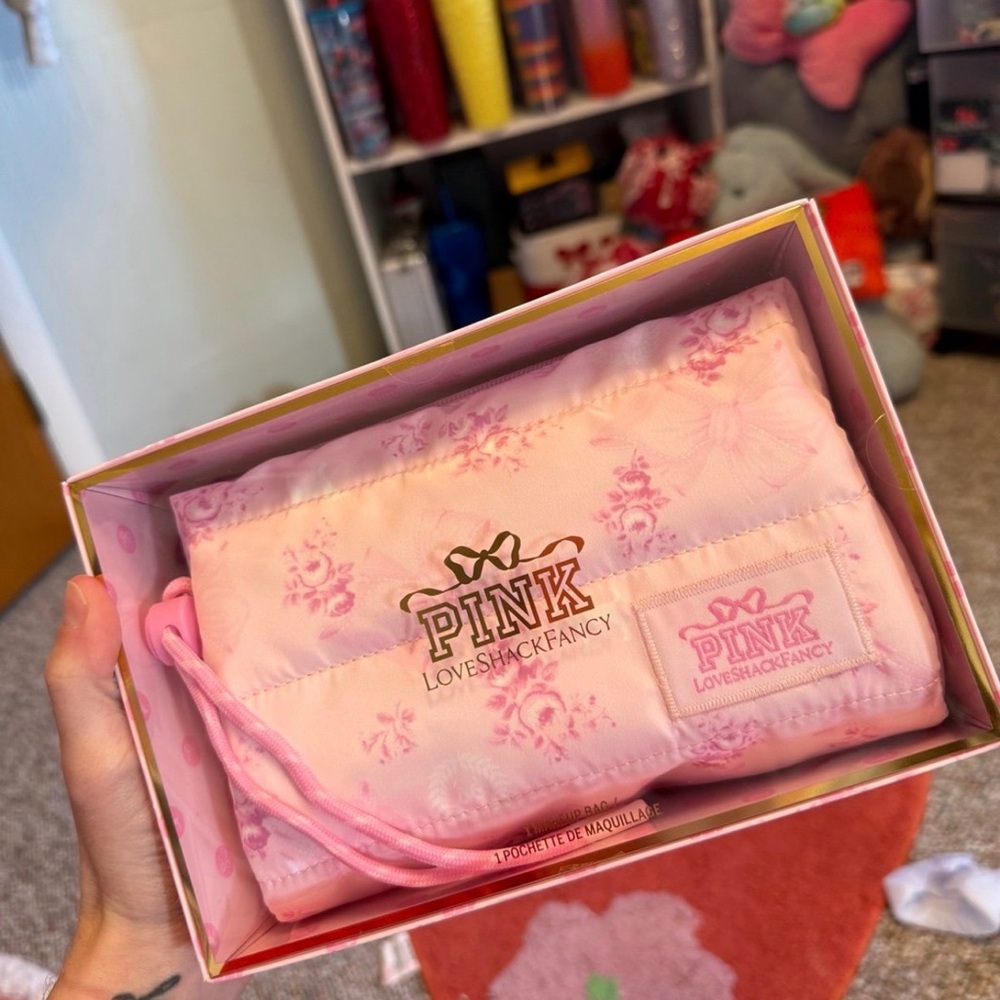 LoveShackFancy X Pink Floral Makeup Bag